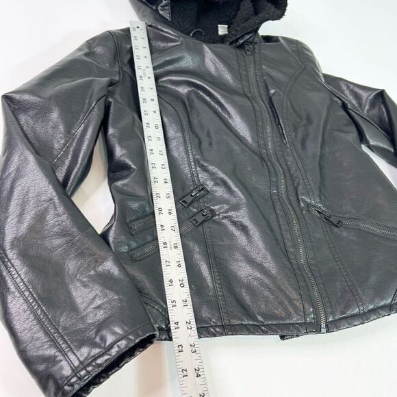 Levi's Jacket Womens Small Black Asymmetrical Moto Sherpa Lined Faux Leather - Picture 4 of 10